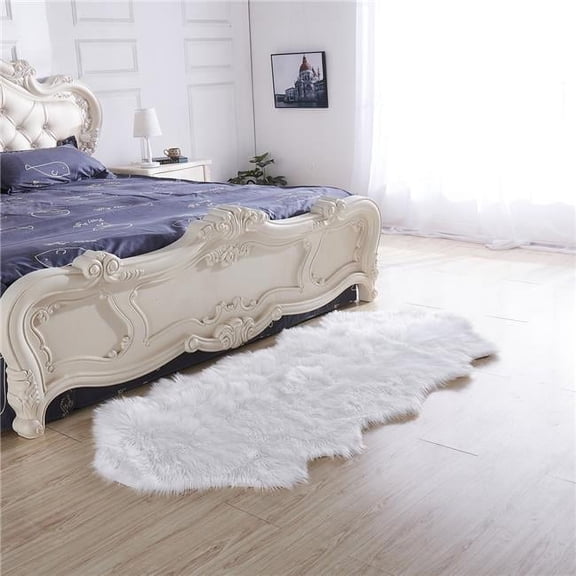 Amazing Rugs, LLC. "Luxury Decorative" Faux Fur Rug in White Sheepskin White 32" x 71" Faux Fur Solid 3' x 5' Shag