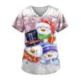 thumbnail image 4 of Uniforme de trabajo de enfermera con estampado navideño y cuello en V para mujer, camiseta de moda para mujer, camisetas divertidas de manga corta, ropa de trabajo, camiseta con bolsillo, 4 of 5