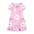 thumbnail image 5 of HAOTAGS Girls Floral Sleepwear Dress, Short Sleeve Flare Flowy Ruffles Hem Cute Casual Home Dress Multicolor Size 8, 5 of 9
