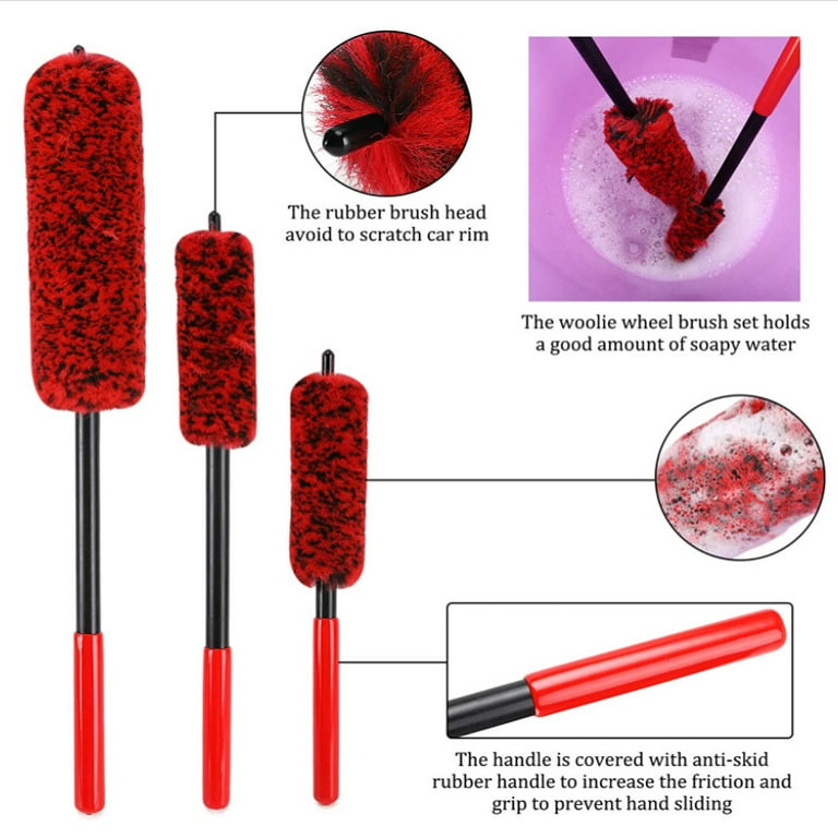 3 Pack Black Wheel Woolie Cleaning Brushes Kit - 1 x Long Synthetic Wo –  YAOTENG INTERNATIONAL