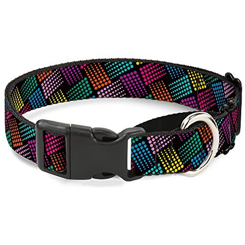 Buckle-Down MGC-W30894-L Halftone Blocks Charcoal Pinks Greens Orange Yellow Martingale Dog Collar
