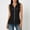 Black, variant on Short Sleeve Tops For Women Solid Color Sleeveless Shirts V Neck Collared Blouses Zip Front Dressy Business Casual Slim Fit Tops 2026 Trendy