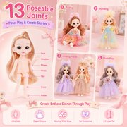 4 PCS 6 Inch Small Princess Girl Mini Dolls fit for 3+ Year Old Little Girls Gift