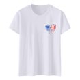 thumbnail image 1 of Hauts pour Femmes Jour de l'Indépendance Drapeau Col Rond Imprimé Lettre Manches Courtes T-Shirts pour Femmes Blanc m, 1 of 4