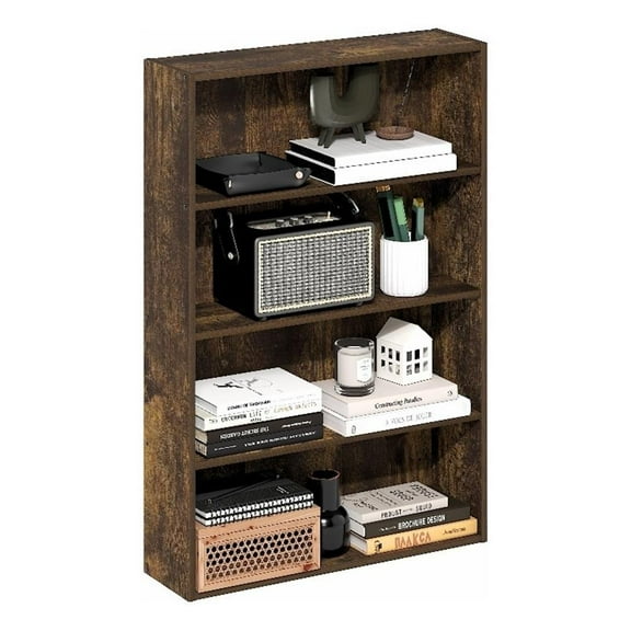 Pemberly Row 4-Tier Open Shelf Bookcase 6x24x35-inches in Amber Pine