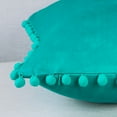 thumbnail image 2 of Ashler Decorative Soft Velvet Throw Pillow Cushion Covers with Pom Poms Particles Solid for Couch Bedroom Car, Turquoise, 26 X 26 ,Packs of 2, 2 of 6