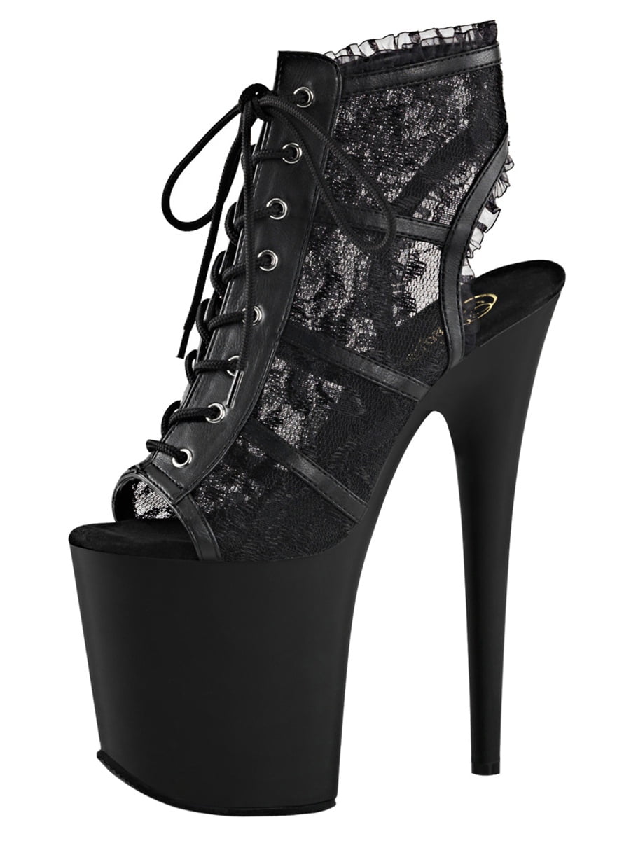 black lace heels open toe