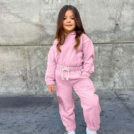 

ZCFZJW Kids Boys Girls 2 Piece Hoodie Tracksuits Casual Long Slooeve Hooded Sweatshirts Tops and Long Sweatpatns Sportwear Outfits Set Solid Color Sweatsuits(Pink 5-6 Years)