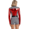 thumbnail image 2 of Zaldita Womens Big Girls Race Car Driver Bodysuit Colorblock Printed Shiny Long Sleeves Leotard Jumpsuit Red 3XL, 2 of 7