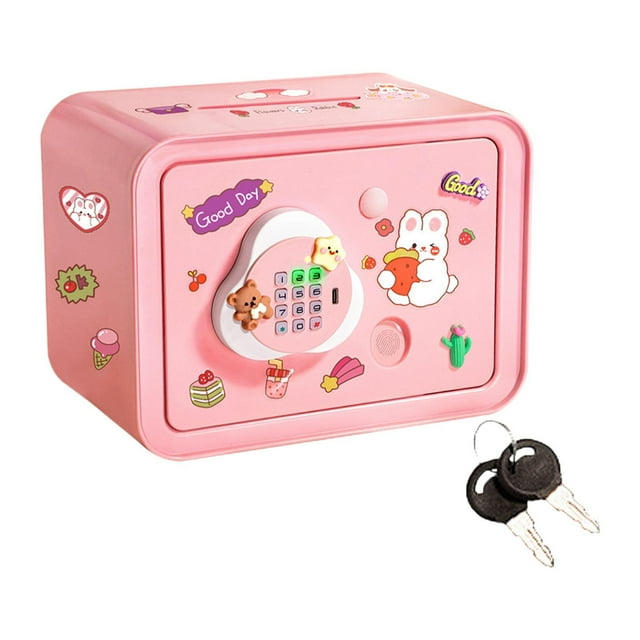 Alcancía electrónica, cajero automático, caja de ahorros con canciones, dinero, caja de seguridad, lindo dinero Rosa