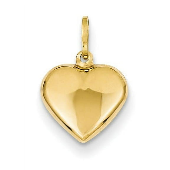 14K Yellow Gold Polished 3-D Puffed Heart Pendant (15 X 10) Made In Italy xch352