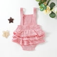 thumbnail image 3 of Barboteuse en Tricot pour Bébé Fille Couleur Unie avec Cordon de Serrage Sans Manches Robe à Bretelles 0-24M, 3 of 8