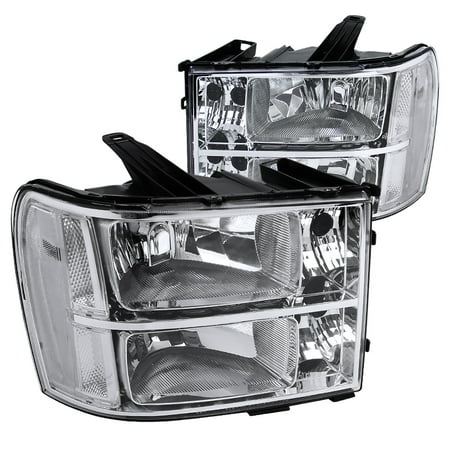 - Spec-D Tuning 2007-2013 Gmc Sierra Pickup Chrome Headlights Clear 2007 2008 2009 2010 2011 2012 2013 (Left + Right)