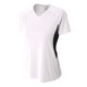 thumbnail image 1 of Camiseta de mujer con cuello de pico Color Block Performance BLANCO/NEGRO 2XL A4 NW3223, 1 of 1