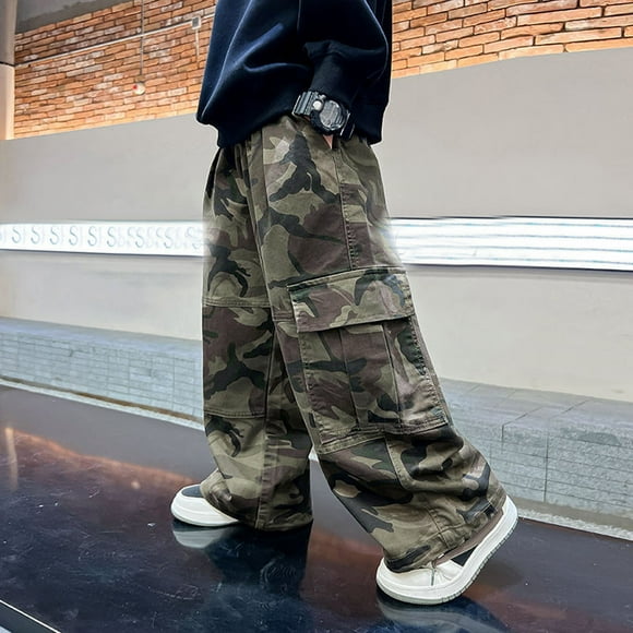 Boys Cargo Pants Joggers for Daily Casual Wear Youthful Straight Leg Loose Fit Outdoor Trouser Boys Apparel and Accessories