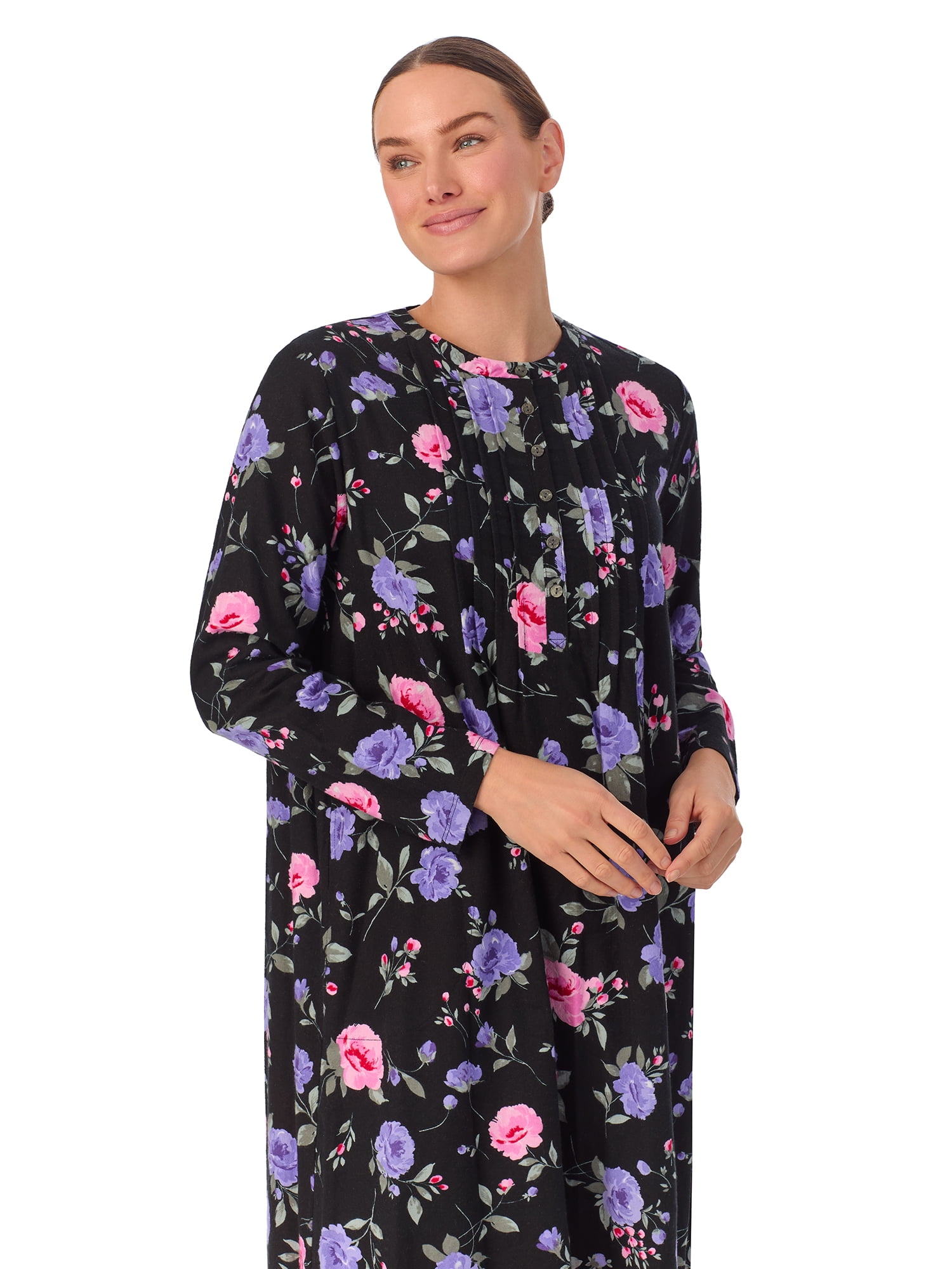 Aria Women’s 100% Cotton Woven Flannel Long Sleeve Nightgown, Sizes XS-5X