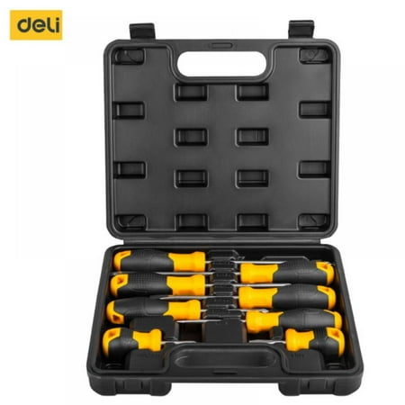 

Deli Magnetic Screwdriver Set 8 PCS With Plastic Toolbox Storage Case Includes four flat-head screwdrivers and four Phillips screwdrivers for Repair Home Improvement Craft