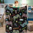 thumbnail image 4 of Gaming Blankets for Boys, Soft Flannel Gamer Throw Blankets, Black Fluffy Cozy Gamepad Blankets, Warm Fuzzy Video Game Controller Blankets for Teen Men Birthday Gifts Sofa Couch Bed Decor, 50x60 Inch, 4 of 6