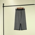 thumbnail image 5 of Charella Women's Winter Patterned Split Knitting Medium Long Buttocks Straight Skirt Black,One Size, 5 of 5