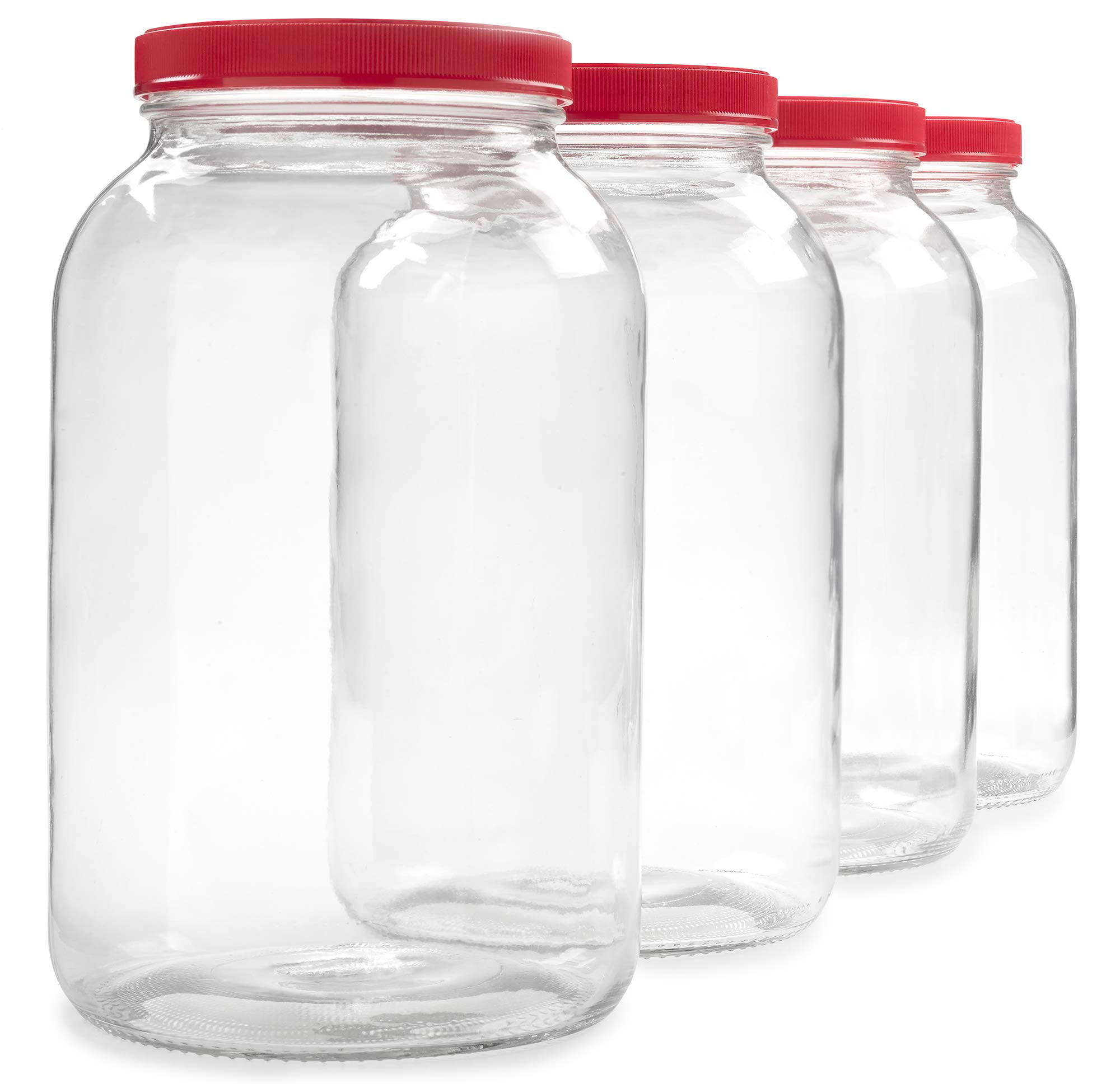Vibz Wide Mouth Mason Jars with Lids, Food Storage Gallon Glass Jars for  Kombucha, Tea, Canning & More, 4 Pack 