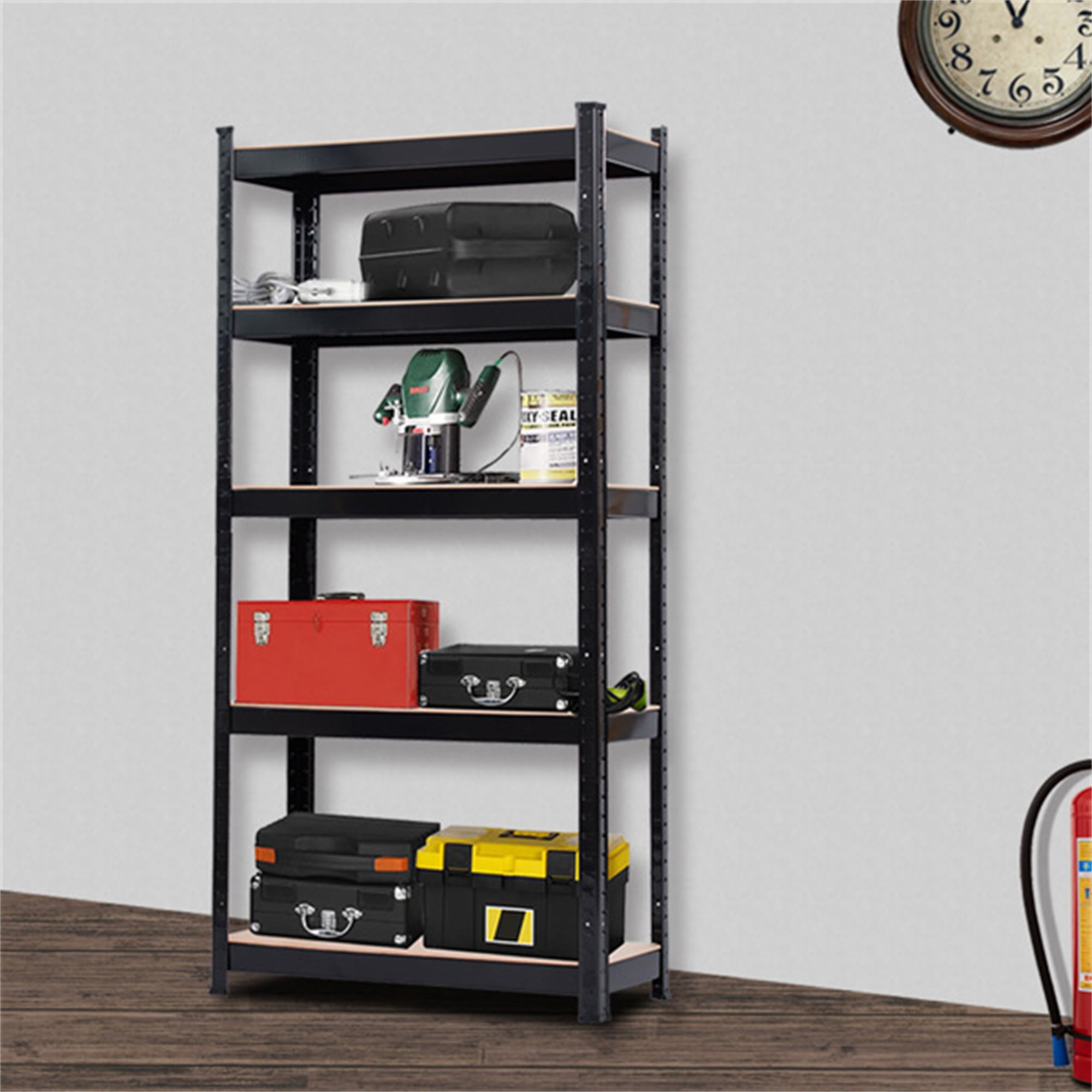 Kepooman Garage Shelving Rack Heavy Duty, Metal Garage Storage Shelves, 5 Tier Storage Shelves Large Shelving Unit for Garage Pantry Warehouse Basement Kitchen, Black Kepooman Garage Shelving Rack Heavy Duty, Metal Garage Storage Shelves, 5 Tier Storage Shelves Large Shelving Unit for Garage Pantry Warehouse Basement Kitchen, Black