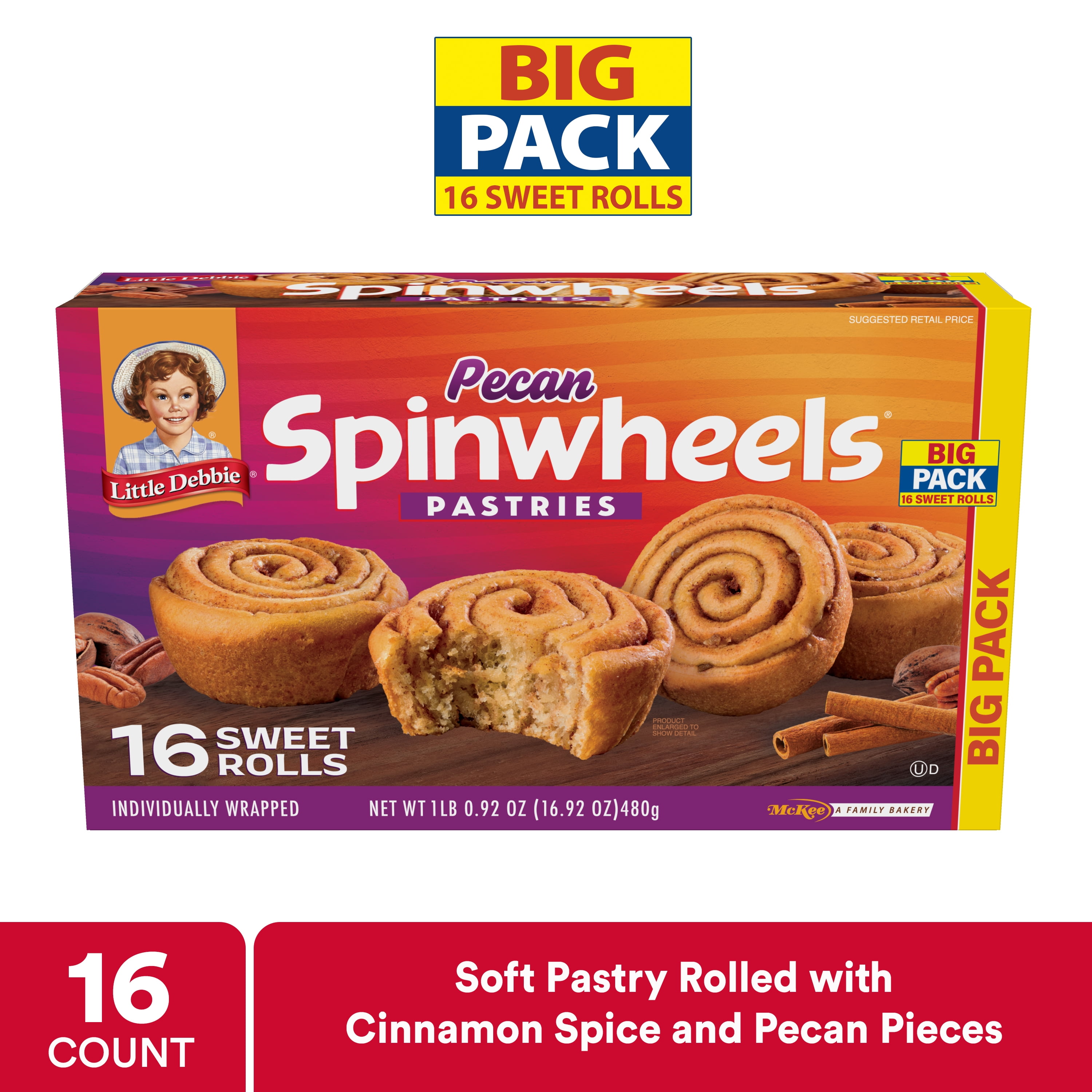 Great Value Cinnamon Rolls 16.5 oz 6 count with frosting
