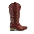 thumbnail image 4 of AZAR MAN Women's Western Cowboy Snip Toe Embroidered Leather Knee High Cowgirl Boots Wide Calf (Red, US Footwear Size System, Adult, Women, Numeric, Medium, 5), 4 of 6