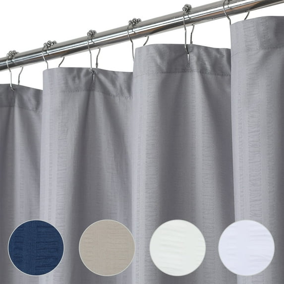 ZACOO Gray Stall Size Shower Curtain 35"x72" Soft Seersucker Fabric Bathroom Shower Curtains Upgraded Water Repellent with Embossed Dots