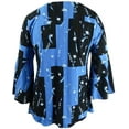 thumbnail image 2 of ALFANI $69 Womens New Blue Floral V Neck Bell Sleeve Wear To Work Top M B+B, 2 of 2