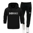 thumbnail image 4 of Nueva chaqueta deportiva de color sólido para hombre, jersey con capucha y pantalones deportivos informales, conjunto de 2 piezas de ropa urbana de polar para hombre, 4 of 4