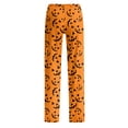 thumbnail image 5 of Womens Halloween Pajama Pants Cute Funny Pumpkin Print Pajamas Drawstring Printed Wide Leg Trousers Halloween Pantscasual Elastic Waist, 5 of 6