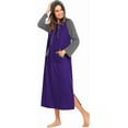 thumbnail image 3 of Oudiya Women Long Sleeve Nightgown Cotton Hooded Night Shirt Contrast Color Full Length Loungewear with Pocket, S-4XL, 3 of 7