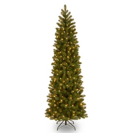 9 Ft Slim Led Christmas Tree 6.5 ft. Downswept Douglas Pencil Slim Fir Tree with Dual Color LED Lights ()