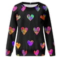 thumbnail image 5 of Jacenvly Pullover Sweaters for Women Round Neck Blouse Long Sleeve Shirt Soft Comfort Contrast Color Valentine'S Day Love Printing Loose Fitting Sweater Sweatshirts Black, 5 of 7