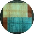 thumbnail image 1 of Ahgly Company Indoor Round Abstract Light Blue Contemporary Area Rugs, 3' Round, 1 of 4