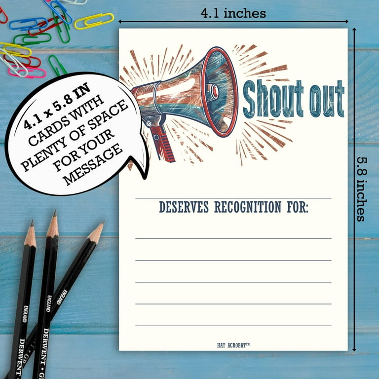 Hat Acrobat 50 Shout Out Cards - Recognition Cards for Employees - Encouragement Cards for Public Service Recognition Week, Employee Appreciation Day or Teacher Appreciation Postcards (Blue) C5 - Walmart.com hat-acrobat-50-shout-out-cards-recognition-cards-for-employees-encouragement-cards-for-public-service-recognition-week-employee-appreciation-day-or-teacher-appreciation-postcards-blue-c5-walmart-com