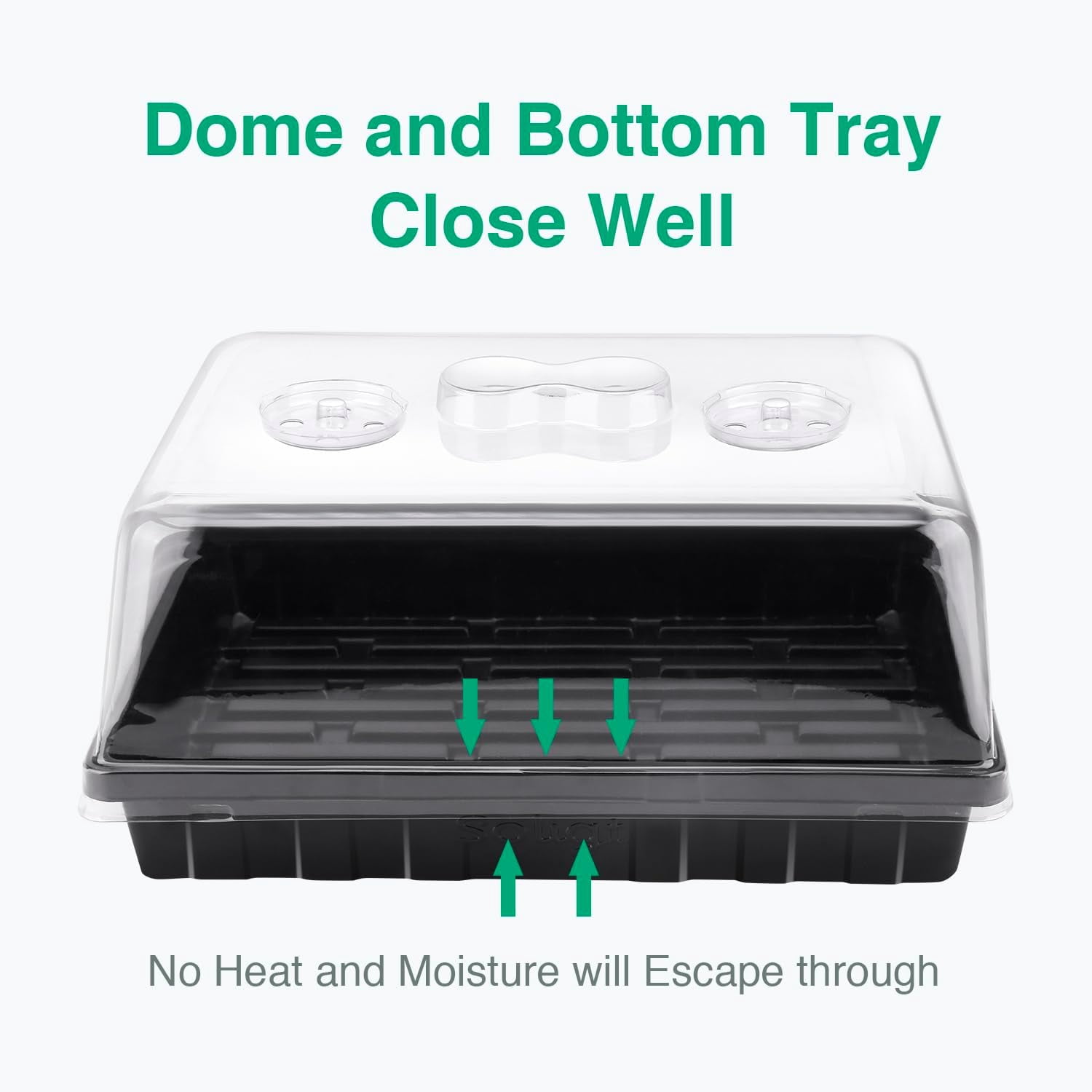 [Thick Plastic] 3-Set Strong Seed Starter Trays with 5" Humidity Domes for Seed Starting, Germination, Seedling Propagation & Plant Growing, Holds 144 Cells in Total