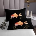 thumbnail image 3 of Erosebridal Gold Fish Coverlet Set Twin, Plant Print Bedding Set, Cartoon Bow Decor 2 Pieces, 3 of 5