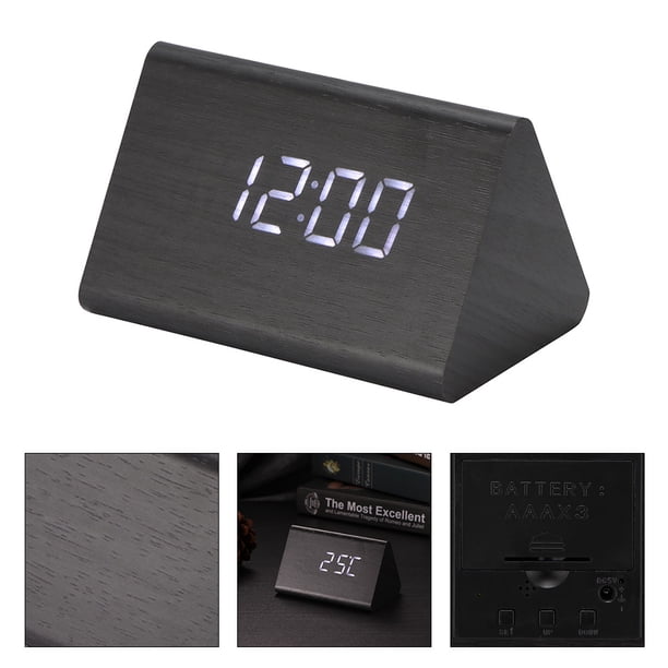 Despertador Digital De Madera Led Triangle Usb/Aaa Single Show Led Eigraketly HA025608-01
