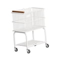thumbnail image 3 of Carrito de carritos de rodillos en la rueda práctica estantería móvil de la mesa de estantería desmontable carro utilidad para el dormitorio del baño White 2 Tier, 3 of 8
