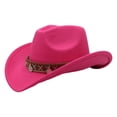 thumbnail image 5 of Sun Hats for Women Women Western Cowboy Fedora Hat Chain Outdoor Adventure Hot Pink One Size, 5 of 5