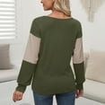thumbnail image 2 of ZUKMRJPC Women's Long Sleeve Shirts V-Neck Patchwork Color Block Cotton Soft T-Shirts Casual Lightweight Regular Fit Pullover Tops, 2 of 3