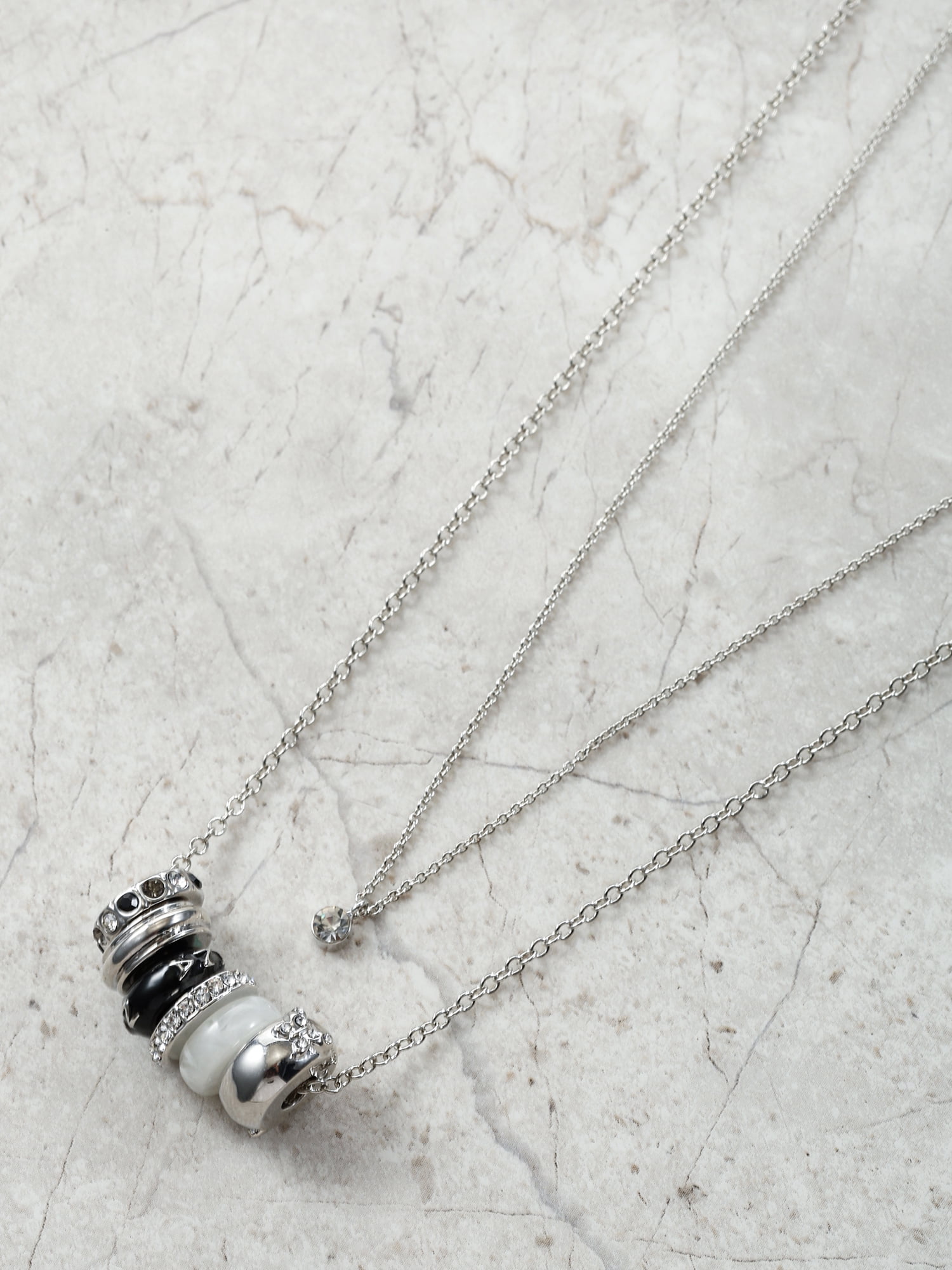 Time and Tru Women's Silvertone Round Charm Necklace, 