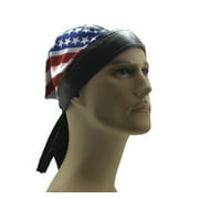 Headwrap Cotton with Leather Like Trim Du-Rag Doo Rag US Flag