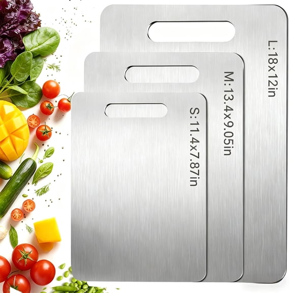 SYNYLIIFE Titanium Cutting Board Set of 3, Metal Chopping Board for Kitchen, Knife Friendly, Dishwasher Safe, Ideal for Meat, Fruit, Vegetables