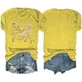 thumbnail image 4 of ALLLIST Floral Going Out Tops for Women Crew Neck Short Sleeve Yellow Printed T-Shirts Casual Pullover Womens Shirts, 4 of 4
