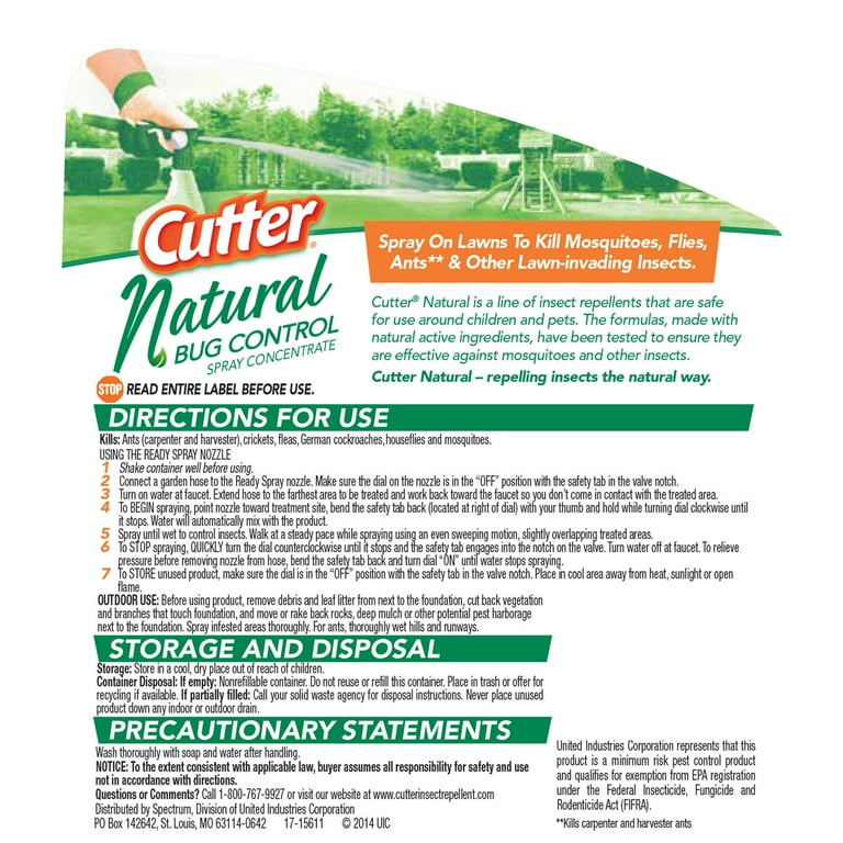 Cutter Natural Bug Control Spray Concentrate, Insect, 56 OFF