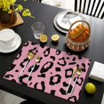 thumbnail image 4 of Pink and Black Of Leopard Print Summer Placemats Table Placemats Set Of 4-Linen Kitchen Washable Placemats Table Mats 11.8"x17.7"Non-Slip Heat Resistant, 4 of 6