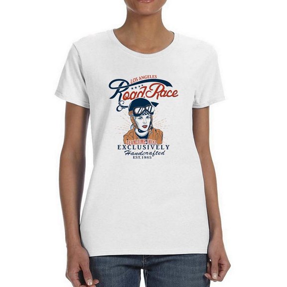 Racer Woman Road Race Art Shaped T-Shirt Women -Image by Shutterstock, Female 3X-Large