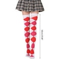thumbnail image 5 of Aellinatey Women Student Thigh High Socks Vintage Colorful Argyle Plaid Over Knee Stockings, 5 of 20